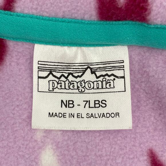 Patagonia Fleece Micro D Bunting Wish Tails Dragon Purple Baby Girl Size NB-7lbs - Picture 10 of 11